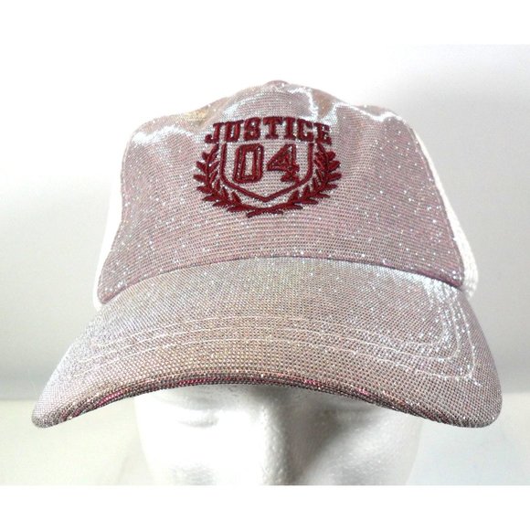 Justice Pink Shimmering Sparkle Pony Tail Ball Cap Hat - Picture 1 of 5